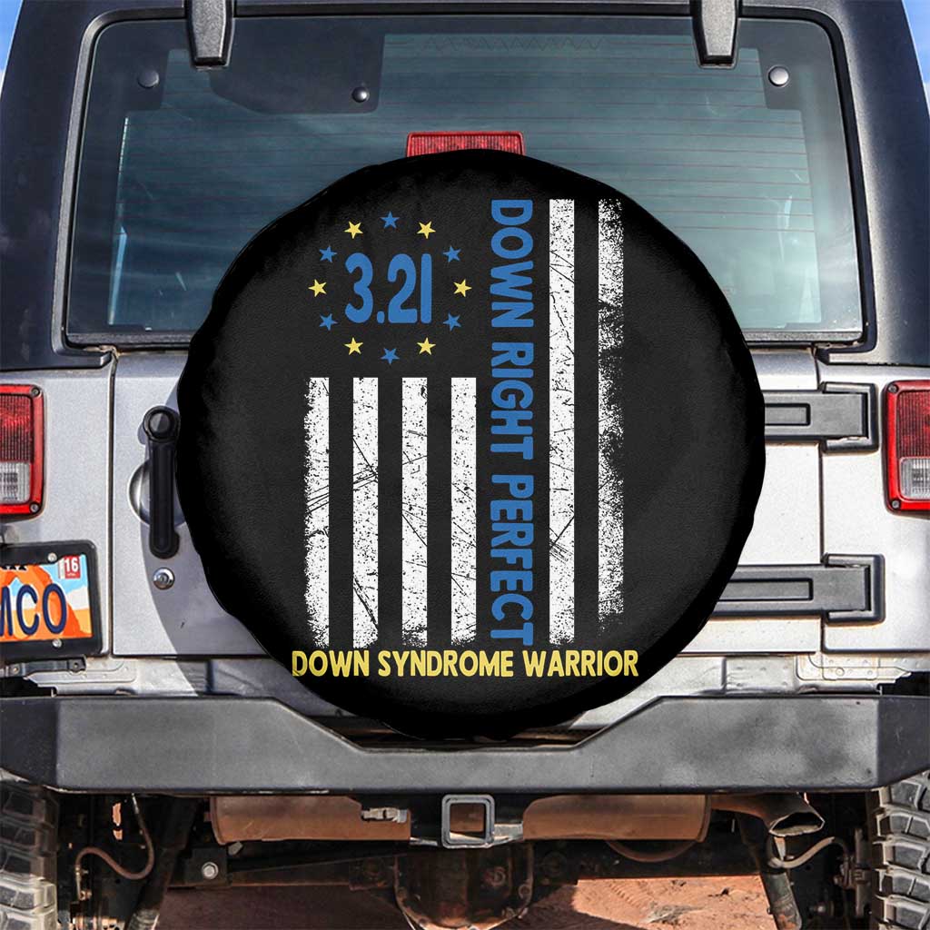 World Down Syndrome Day Spare Tire Cover Blue Yellow Ribbon American Flag 321 TS10 No hole Black Print Your Wear