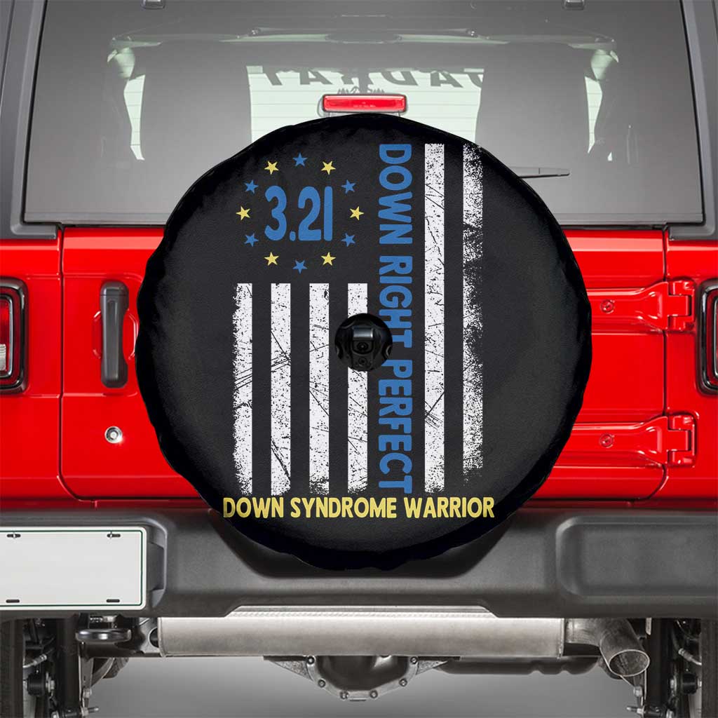 World Down Syndrome Day Spare Tire Cover Blue Yellow Ribbon American Flag 321 TS10 Black Print Your Wear
