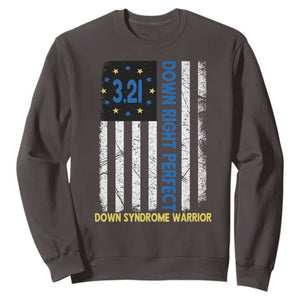 World Down Syndrome Day Sweatshirt Blue Yellow Ribbon American Flag 321 TS10 Dark Chocolate Print Your Wear