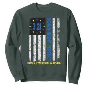 World Down Syndrome Day Sweatshirt Blue Yellow Ribbon American Flag 321 TS10 Dark Forest Green Print Your Wear