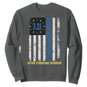 World Down Syndrome Day Sweatshirt Blue Yellow Ribbon American Flag 321 TS10 Dark Heather Print Your Wear