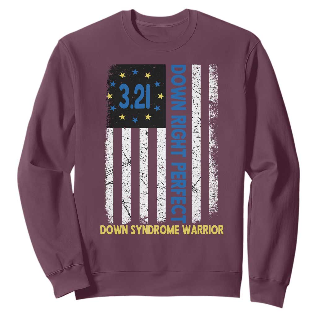 World Down Syndrome Day Sweatshirt Blue Yellow Ribbon American Flag 321 TS10 Maroon Print Your Wear