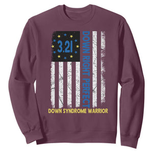 World Down Syndrome Day Sweatshirt Blue Yellow Ribbon American Flag 321 TS10 Maroon Print Your Wear