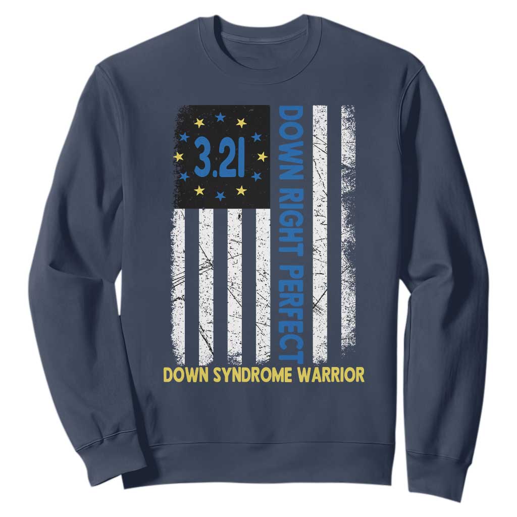 World Down Syndrome Day Sweatshirt Blue Yellow Ribbon American Flag 321 TS10 Navy Print Your Wear