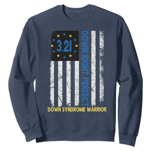 World Down Syndrome Day Sweatshirt Blue Yellow Ribbon American Flag 321 TS10 Navy Print Your Wear