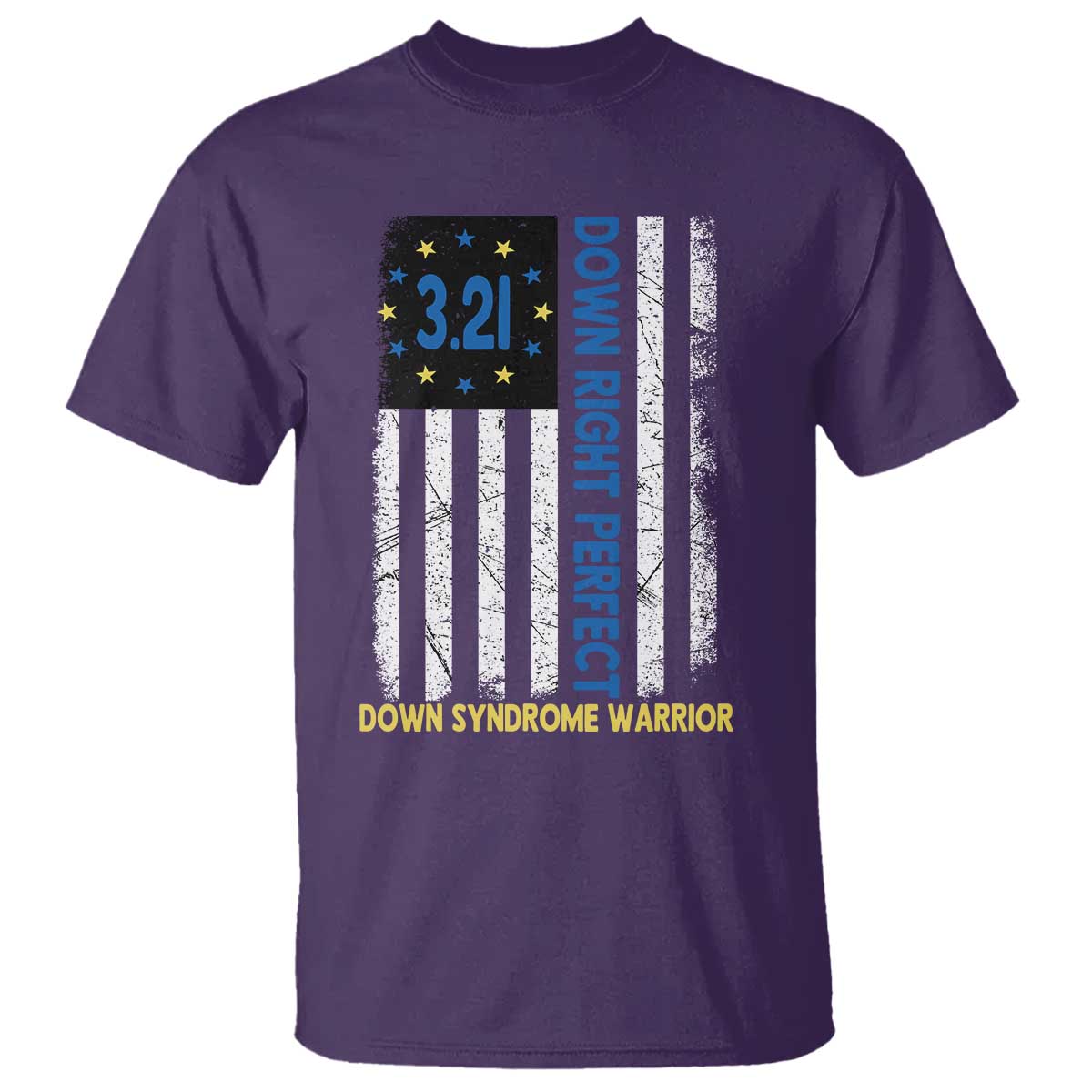 World Down Syndrome Day T Shirt Blue Yellow Ribbon American Flag 321 TS10 Purple Print Your Wear
