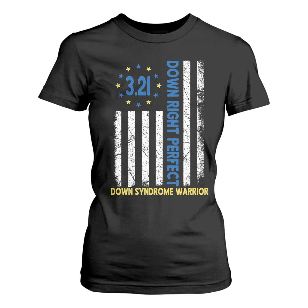 World Down Syndrome Day T Shirt For Women Blue Yellow Ribbon American Flag 321 TS10 Black Print Your Wear