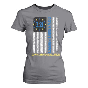 World Down Syndrome Day T Shirt For Women Blue Yellow Ribbon American Flag 321 TS10 Charcoal Print Your Wear