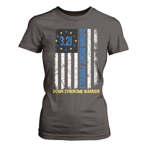 World Down Syndrome Day T Shirt For Women Blue Yellow Ribbon American Flag 321 TS10 Dark Chocolate Print Your Wear