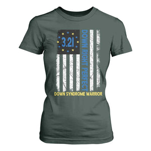 World Down Syndrome Day T Shirt For Women Blue Yellow Ribbon American Flag 321 TS10 Dark Forest Green Print Your Wear