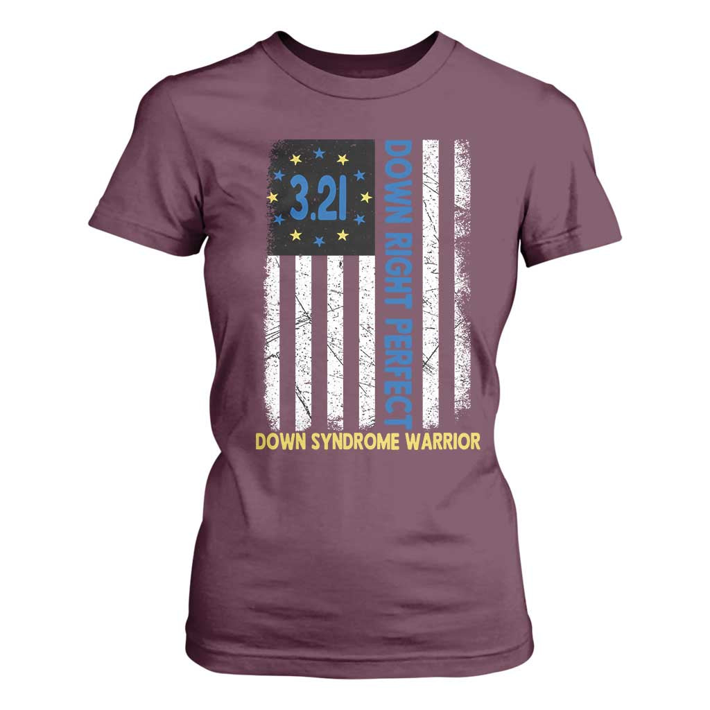 World Down Syndrome Day T Shirt For Women Blue Yellow Ribbon American Flag 321 TS10 Maroon Print Your Wear