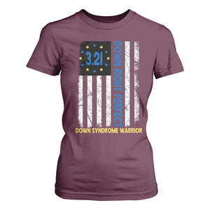 World Down Syndrome Day T Shirt For Women Blue Yellow Ribbon American Flag 321 TS10 Maroon Print Your Wear