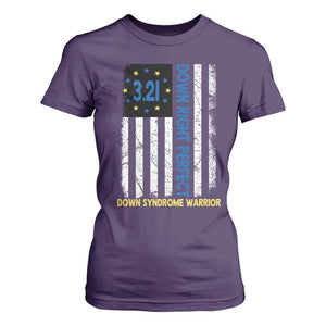World Down Syndrome Day T Shirt For Women Blue Yellow Ribbon American Flag 321 TS10 Purple Print Your Wear