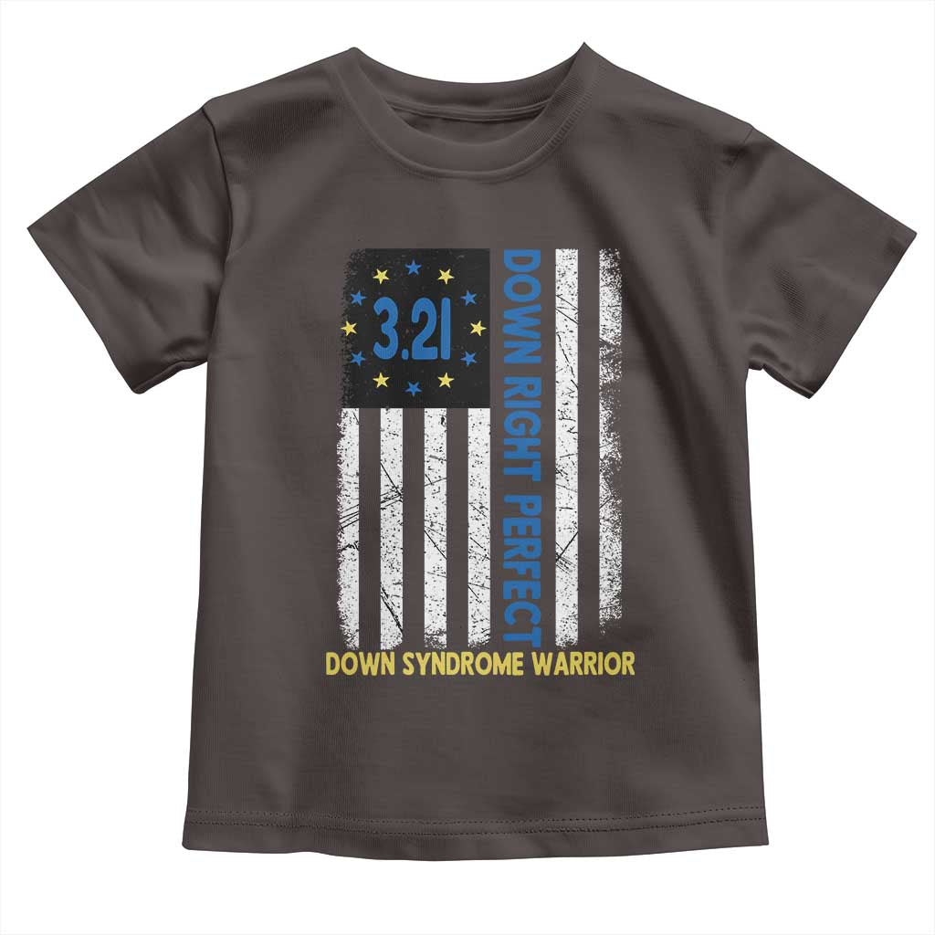 World Down Syndrome Day Toddler T Shirt Blue Yellow Ribbon American Flag 321 TS10 Dark Chocolate Print Your Wear