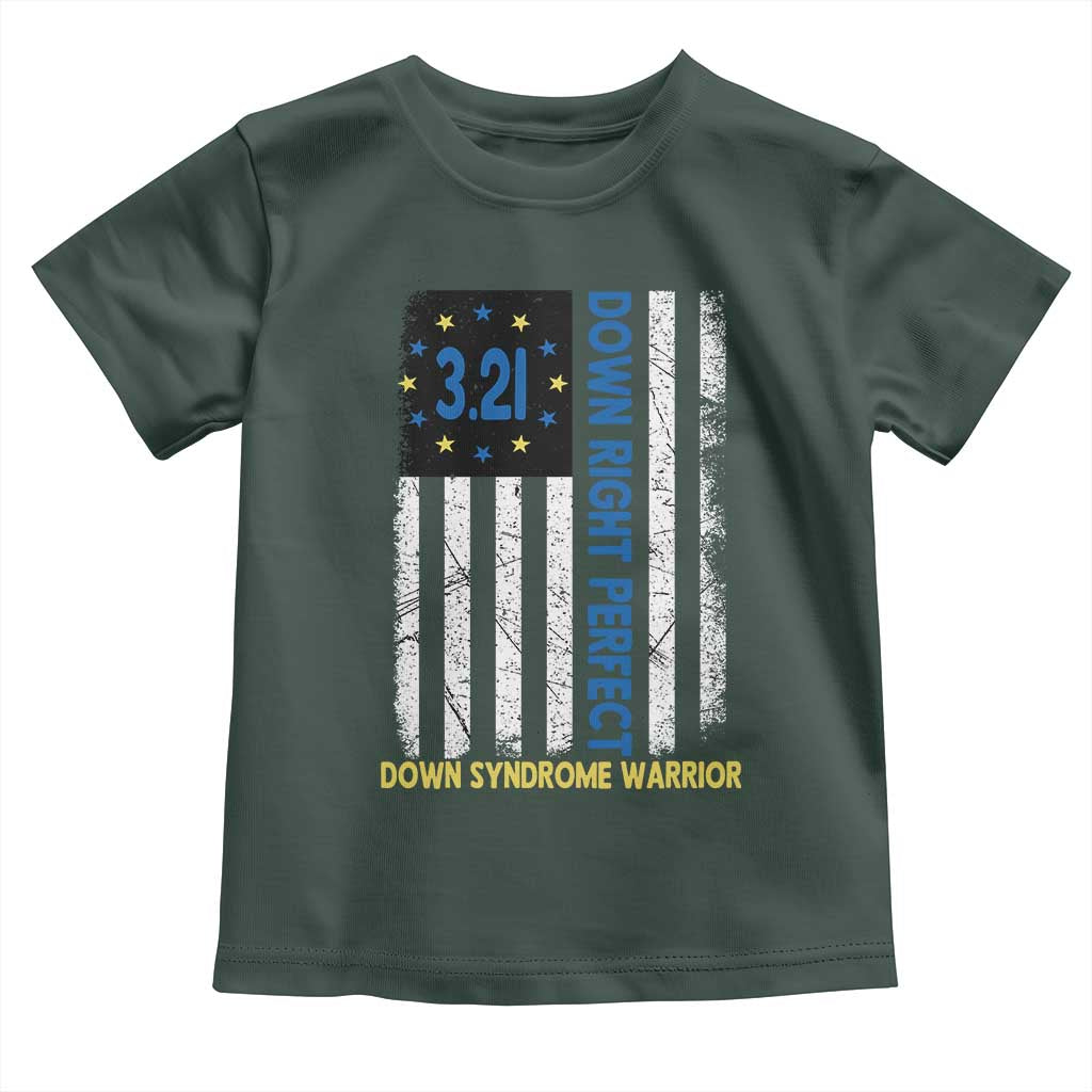 World Down Syndrome Day Toddler T Shirt Blue Yellow Ribbon American Flag 321 TS10 Dark Forest Green Print Your Wear
