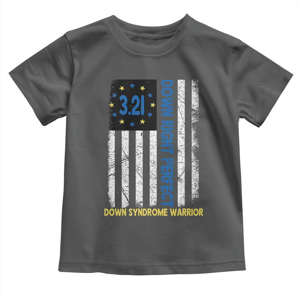 World Down Syndrome Day Toddler T Shirt Blue Yellow Ribbon American Flag 321 TS10 Dark Heather Print Your Wear