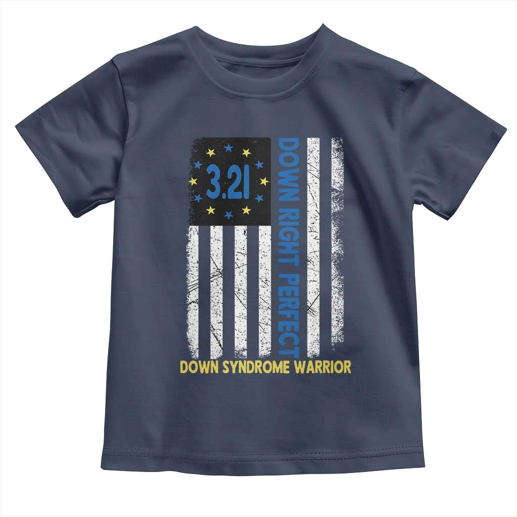 World Down Syndrome Day Toddler T Shirt Blue Yellow Ribbon American Flag 321 TS10 Navy Print Your Wear