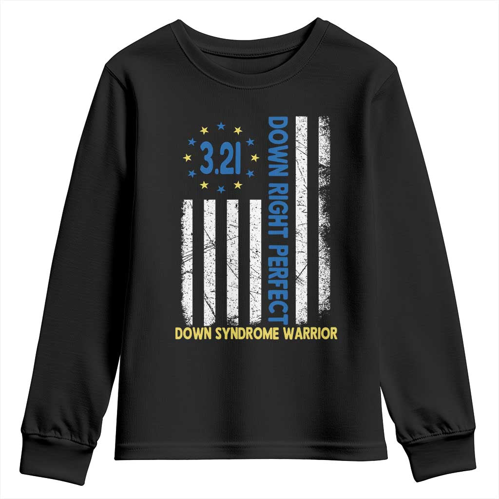 World Down Syndrome Day Youth Sweatshirt Blue Yellow Ribbon American Flag 321 TS10 Black Print Your Wear