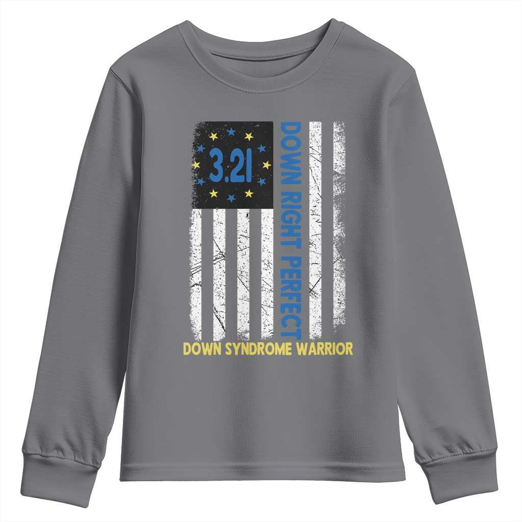 World Down Syndrome Day Youth Sweatshirt Blue Yellow Ribbon American Flag 321 TS10 Charcoal Print Your Wear