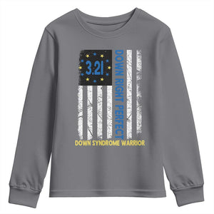 World Down Syndrome Day Youth Sweatshirt Blue Yellow Ribbon American Flag 321 TS10 Charcoal Print Your Wear