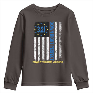 World Down Syndrome Day Youth Sweatshirt Blue Yellow Ribbon American Flag 321 TS10 Dark Chocolate Print Your Wear