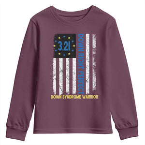 World Down Syndrome Day Youth Sweatshirt Blue Yellow Ribbon American Flag 321 TS10 Maroon Print Your Wear