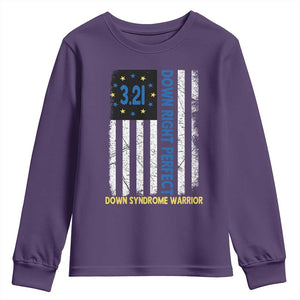World Down Syndrome Day Youth Sweatshirt Blue Yellow Ribbon American Flag 321 TS10 Purple Print Your Wear