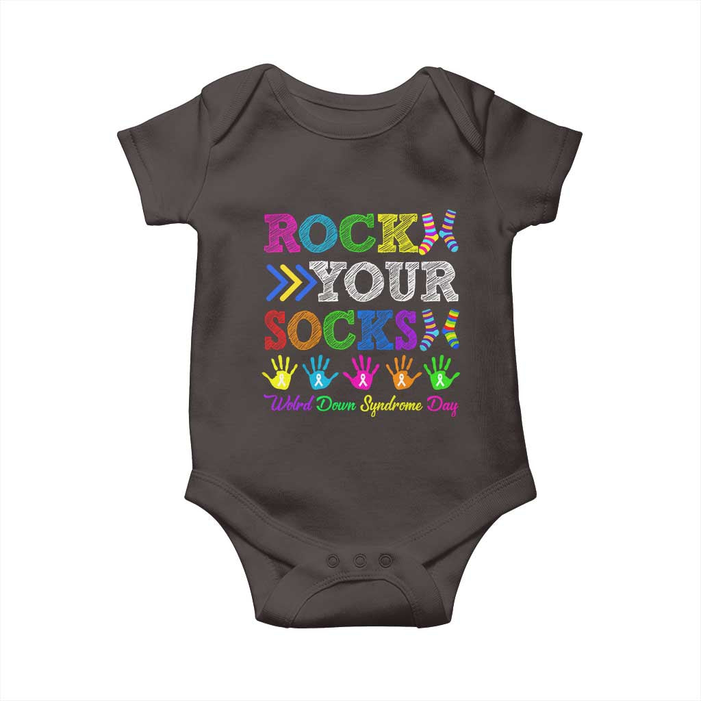 World Down Syndrome Day Baby Onesie Rock Your Socks Awareness Support 321 TS10 Dark Chocolate Print Your Wear