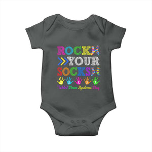 World Down Syndrome Day Baby Onesie Rock Your Socks Awareness Support 321 TS10 Dark Heather Print Your Wear