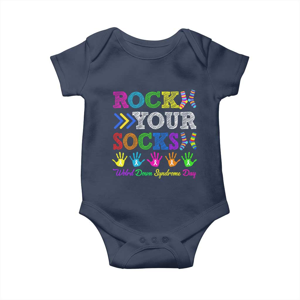 World Down Syndrome Day Baby Onesie Rock Your Socks Awareness Support 321 TS10 Navy Print Your Wear