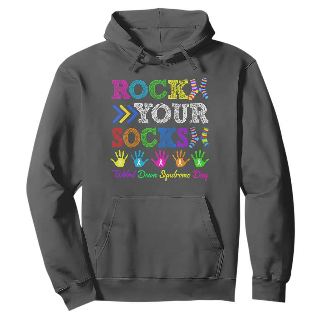 World Down Syndrome Day Hoodie Rock Your Socks Awareness Support 321 TS10 Dark Heather Print Your Wear
