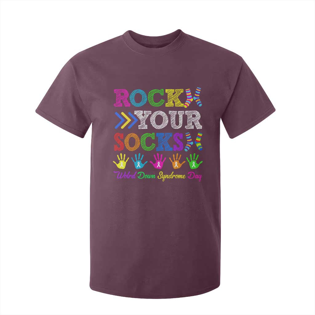 World Down Syndrome Day T Shirt For Kid Rock Your Socks Awareness Support 321 TS10 Maroon Print Your Wear