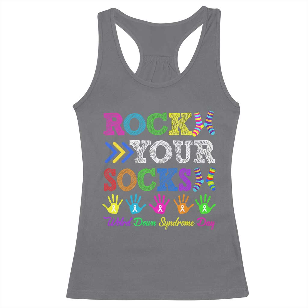 World Down Syndrome Day Racerback Tank Top Rock Your Socks Awareness Support 321 TS10 Charcoal Print Your Wear