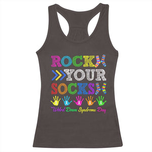 World Down Syndrome Day Racerback Tank Top Rock Your Socks Awareness Support 321 TS10 Dark Chocolate Print Your Wear