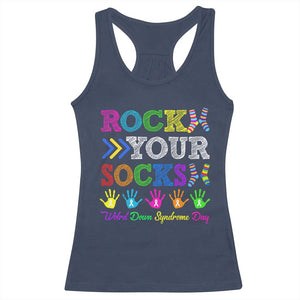 World Down Syndrome Day Racerback Tank Top Rock Your Socks Awareness Support 321 TS10 Navy Print Your Wear