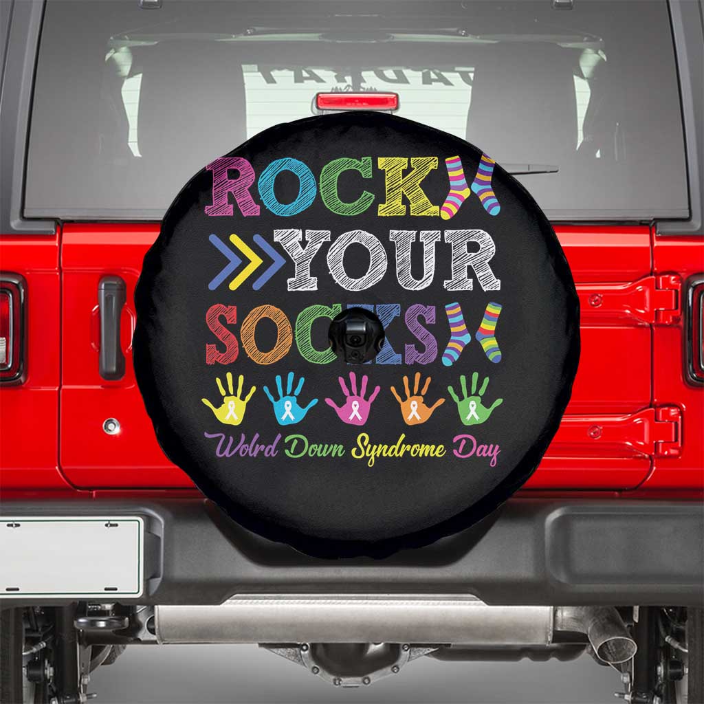 World Down Syndrome Day Spare Tire Cover Rock Your Socks Awareness Support 321 TS10 Black Print Your Wear