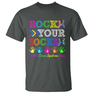 World Down Syndrome Day T Shirt Rock Your Socks Awareness Support 321 TS10 Dark Heather Print Your Wear