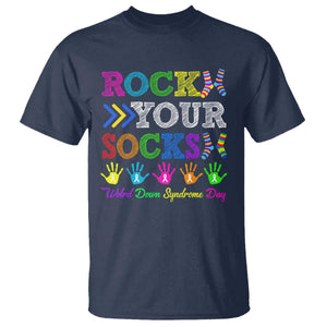 World Down Syndrome Day T Shirt Rock Your Socks Awareness Support 321 TS10 Navy Print Your Wear