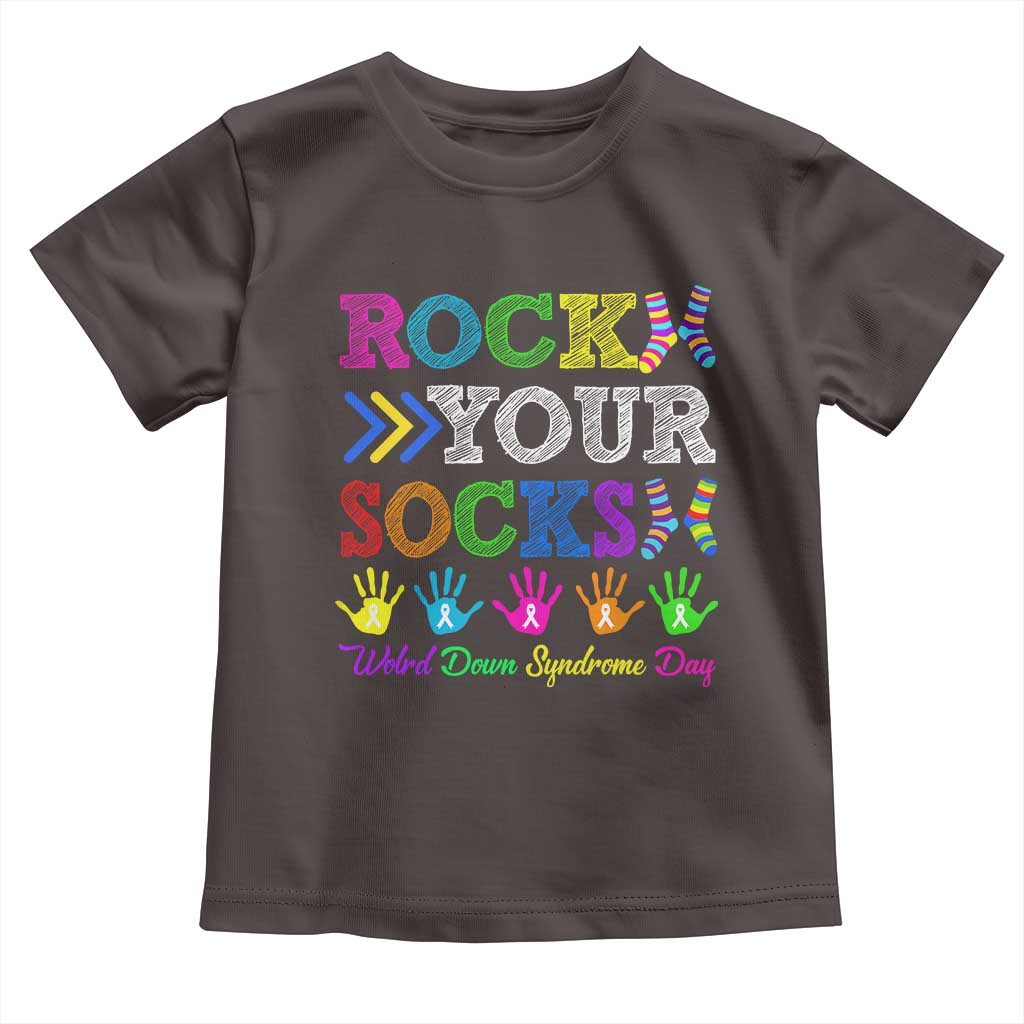 World Down Syndrome Day Toddler T Shirt Rock Your Socks Awareness Support 321 TS10 Dark Chocolate Print Your Wear
