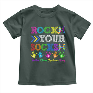 World Down Syndrome Day Toddler T Shirt Rock Your Socks Awareness Support 321 TS10 Dark Forest Green Print Your Wear