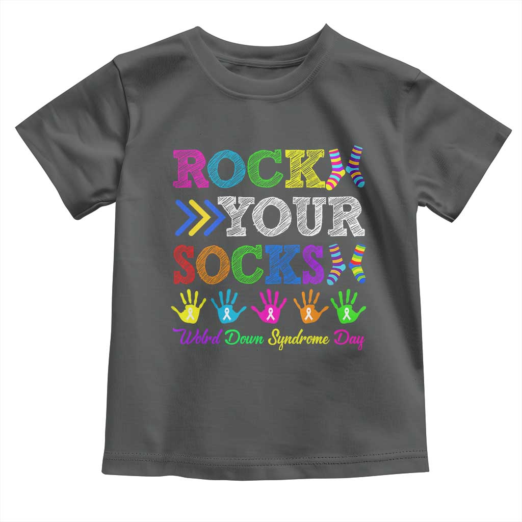 World Down Syndrome Day Toddler T Shirt Rock Your Socks Awareness Support 321 TS10 Dark Heather Print Your Wear