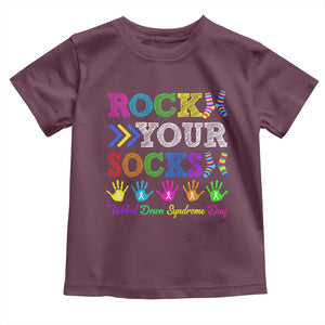 World Down Syndrome Day Toddler T Shirt Rock Your Socks Awareness Support 321 TS10 Maroon Print Your Wear