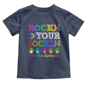 World Down Syndrome Day Toddler T Shirt Rock Your Socks Awareness Support 321 TS10 Navy Print Your Wear