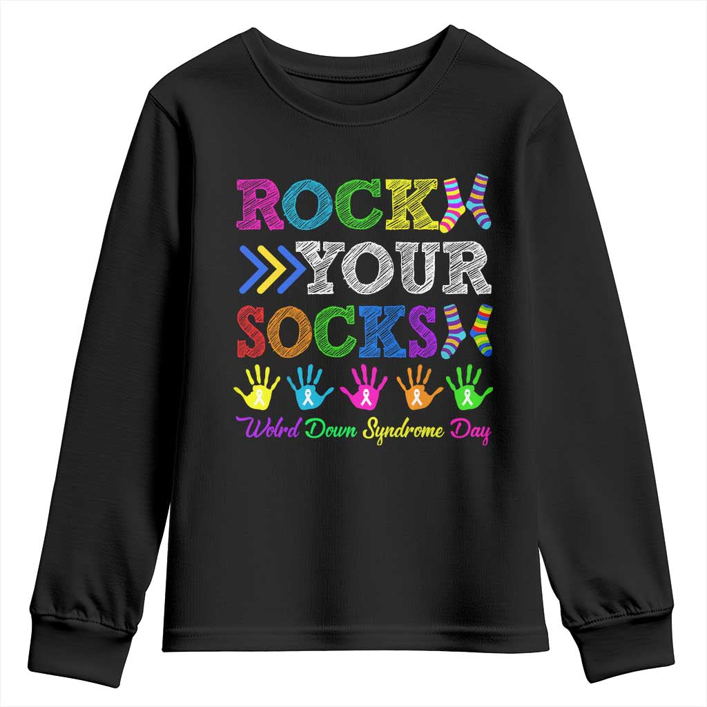 World Down Syndrome Day Youth Sweatshirt Rock Your Socks Awareness Support 321 TS10 Black Print Your Wear
