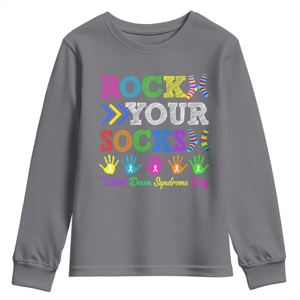 World Down Syndrome Day Youth Sweatshirt Rock Your Socks Awareness Support 321 TS10 Charcoal Print Your Wear