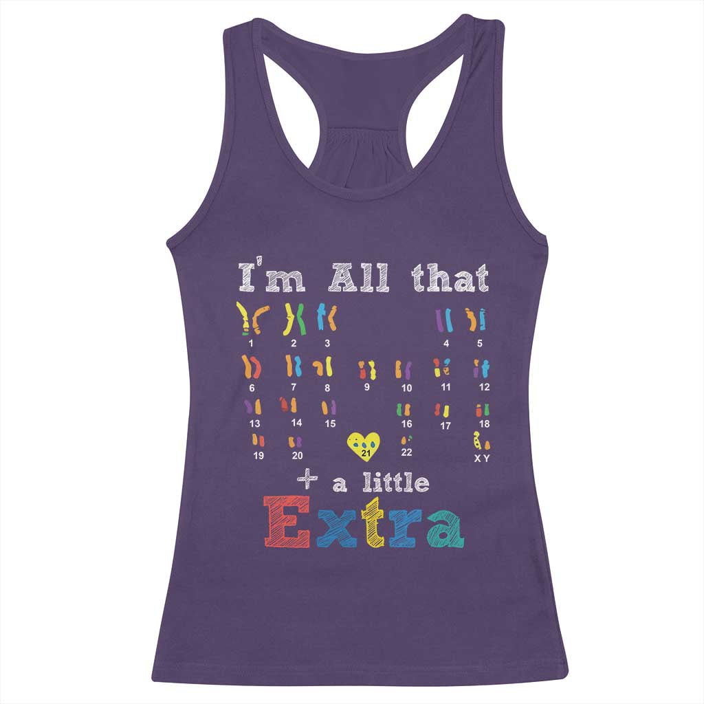 World Down Syndrome Day Racerback Tank Top 321 Awareness Support All That Little Extra T21 TS10 Purple Print Your Wear