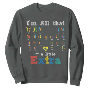 World Down Syndrome Day Sweatshirt 321 Awareness Support All That Little Extra T21 TS10 Dark Heather Print Your Wear