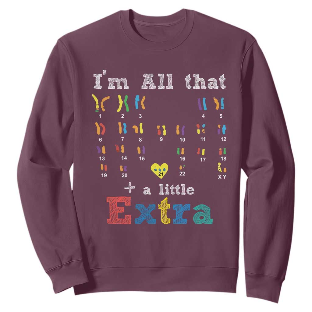 World Down Syndrome Day Sweatshirt 321 Awareness Support All That Little Extra T21 TS10 Maroon Print Your Wear