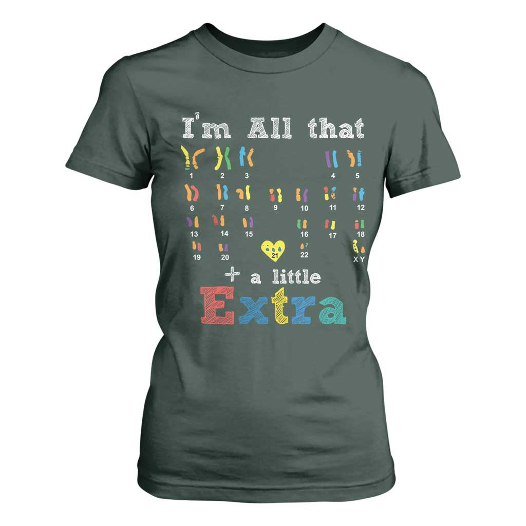 World Down Syndrome Day T Shirt For Women 321 Awareness Support All That Little Extra T21 TS10 Dark Forest Green Print Your Wear