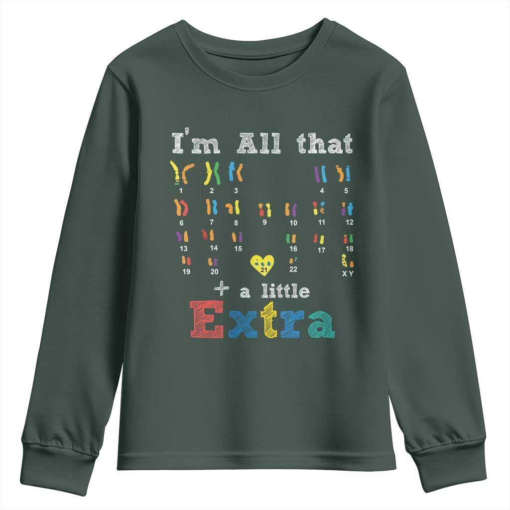 World Down Syndrome Day Youth Sweatshirt 321 Awareness Support All That Little Extra T21 TS10 Dark Forest Green Print Your Wear